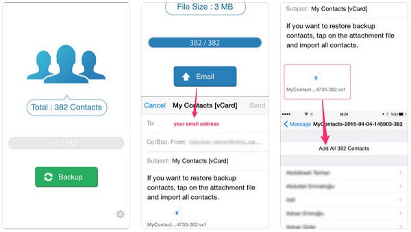 mi aplicación de copia de seguridad de mis contactos