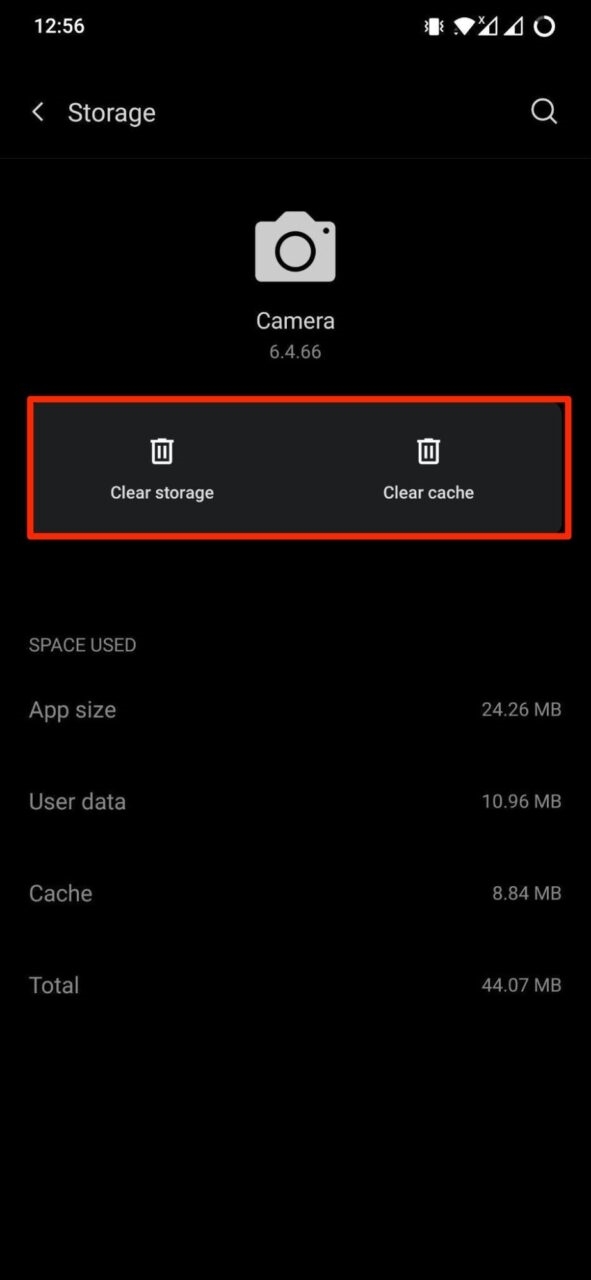 Cache de aplicación de cámara limpia