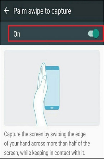 Tome una captura de pantalla en Samsung con deslizamiento de palma
