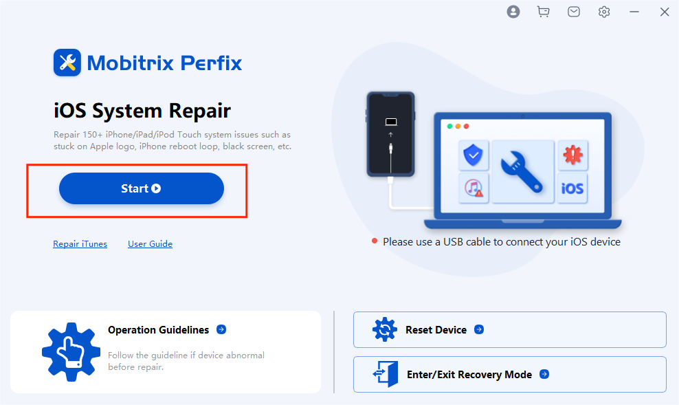 Menú de inicio de Mobitrix Perfix
