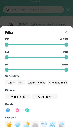 Filtro de recursos de Pokémon