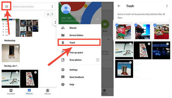 recuperar recientemente eliminado en Samsung de Google Photos
