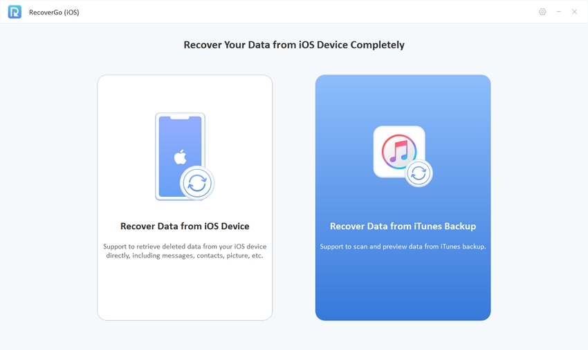 Recovergo iOS Select Recuperar de la copia de seguridad de iTunes