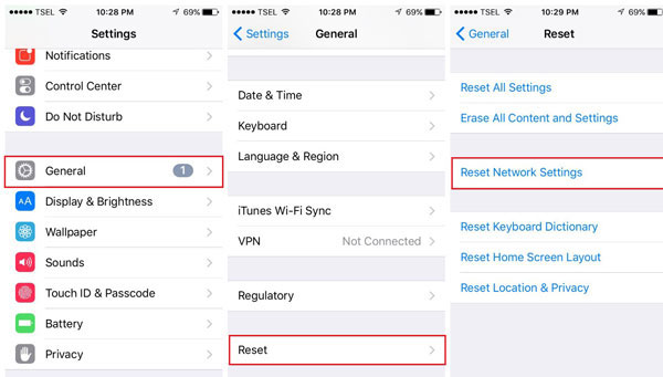 Restablecer la configuración de la red en iPhone