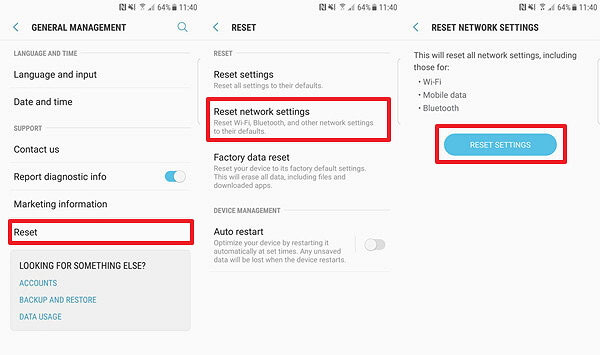 Restablecer la configuración de la red