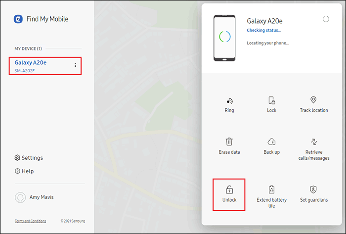 Restablecer Samsung a través de Find My Mobile