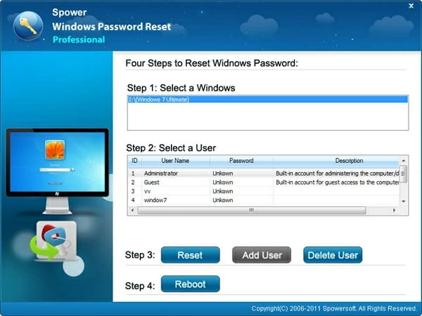 restablecer la contraseña de Windows 7 perdida