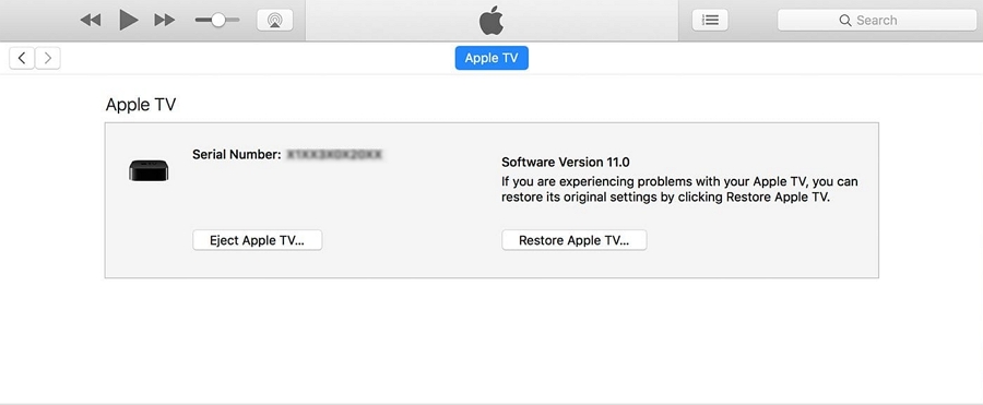Restaurar Apple TV usando iTunes 
