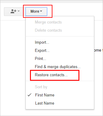 Elija la opción Contactos de Gmail