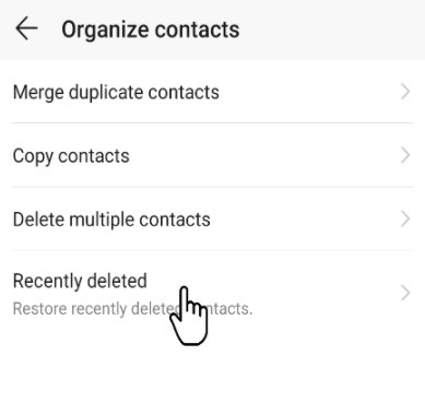 Restaurar contactos de Huawei desde la pantalla eliminada recientemente