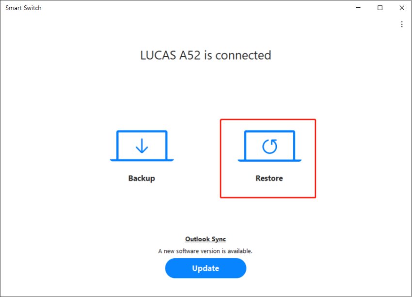 Restaurar contactos en el teléfono Samsung a través de Smart Switch 1