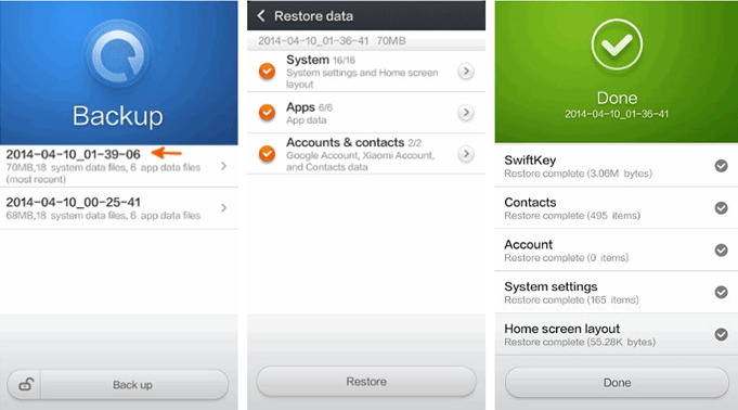 Restaurar Xiaomi desde la copia de seguridad local