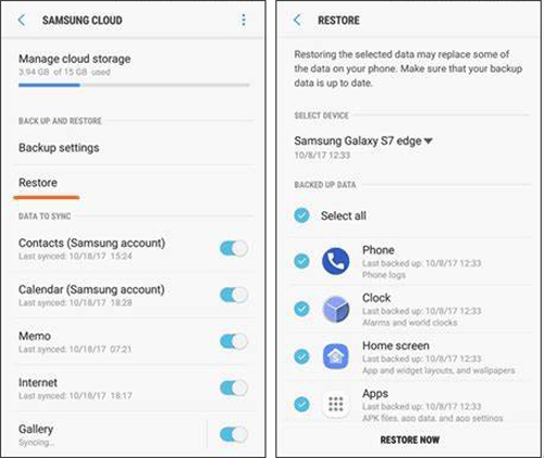 Recupere datos después de restablecer la fábrica Samsung a través de la cuenta Samsung