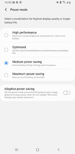 Modo de encendido de Samsung