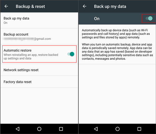 recuperar datos después de restablecer la fábrica Samsung a través de la cuenta de Google
