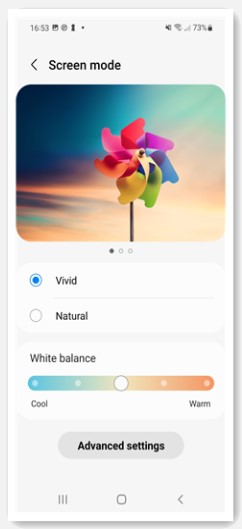 Modo de pantalla de Samsung