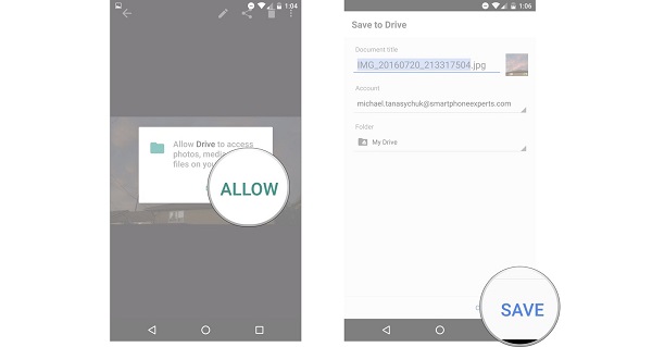 Guarde los datos de Android en Google Drive