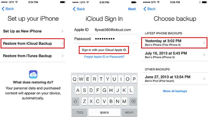 Configure el iPhone 15 desde la copia de seguridad de iCloud 