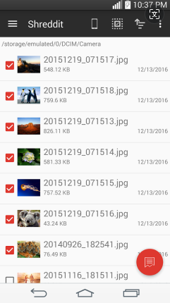 Borrador de datos de Android como Shreddit