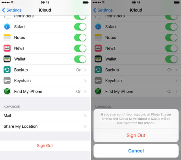 Iniciar sesión e iniciar sesión en la cuenta de iCloud