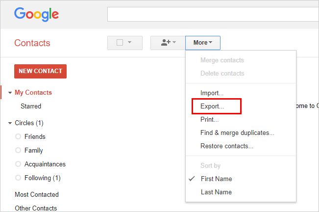 Exportar contactos de Google a VCard