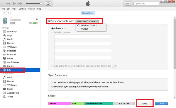 Cómo copiar contactos de Samsung a iPhone 16 a través de iTunes