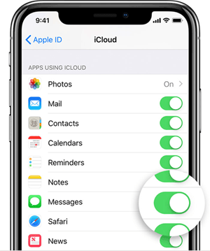 Habilitar mensajes de iCloud