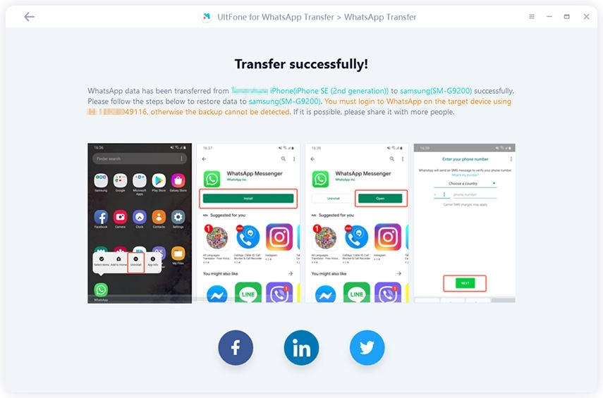 Termine para transferir el chat de Whastapp desde iPhone a Samsung