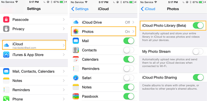 Obtenga fotos de computadora a iPhone con iCloud