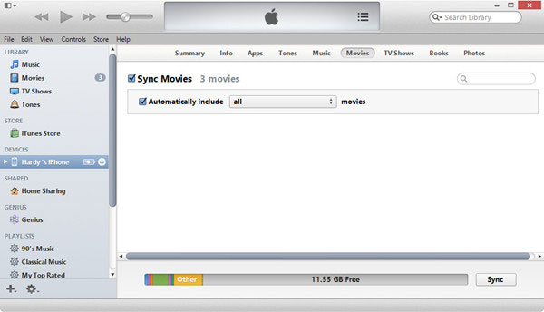 Enviar video a iPhone con iTunes