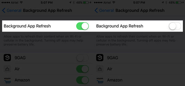 Apague la aplicación de la aplicación de fondo para arreglar el drenaje de la batería iOS 18