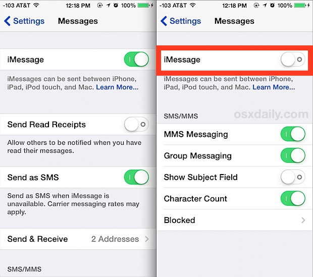 Apagar iMessage