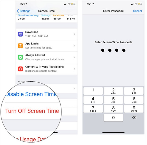 Deshabilitar iOS 12 Tiempo de pantalla