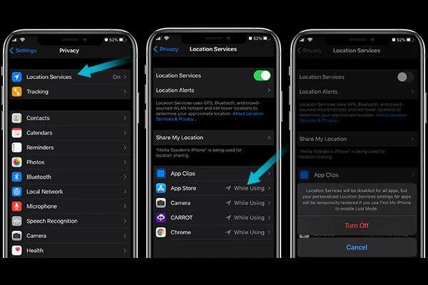 Desactivar los servicios de ubicación para aplicaciones innecesarias 