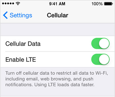 Permitir que iMessage use datos celulares