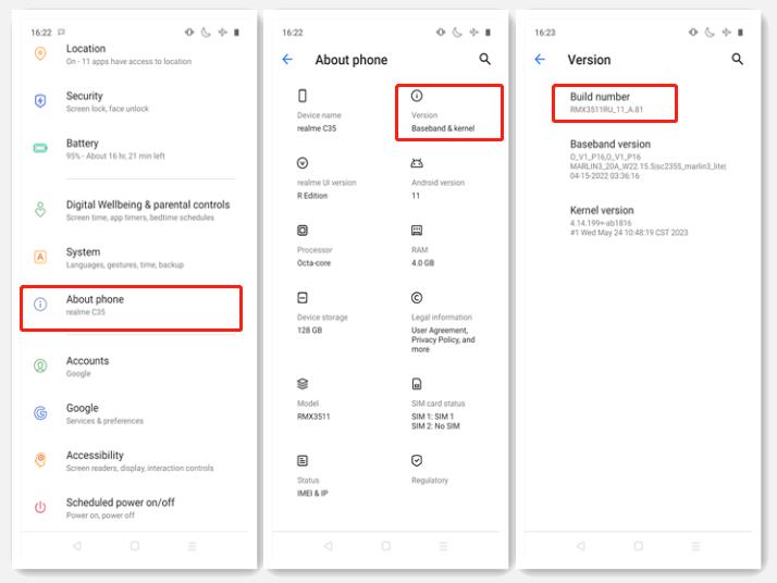 Habilitar opciones de desarrollador en Realme