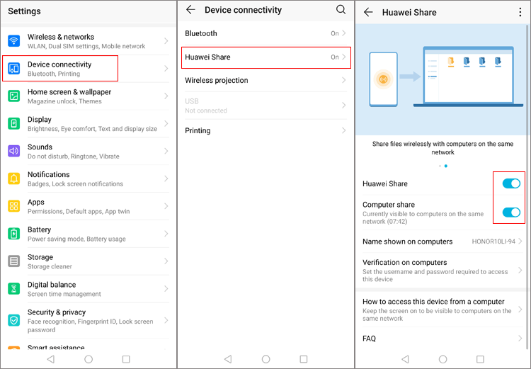 Use Huawei Share para arreglar Huawei que no se conecta a la PC