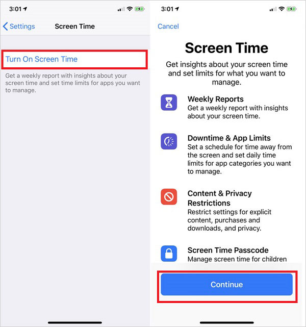 Habilitar el tiempo de pantalla de iOS 12