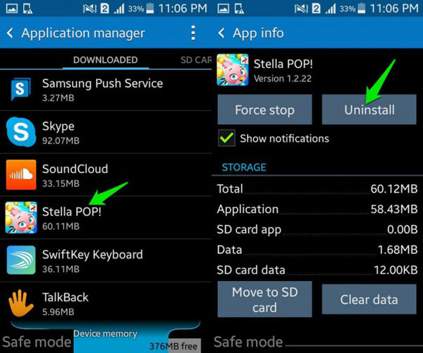 desinstalar la aplicación Android