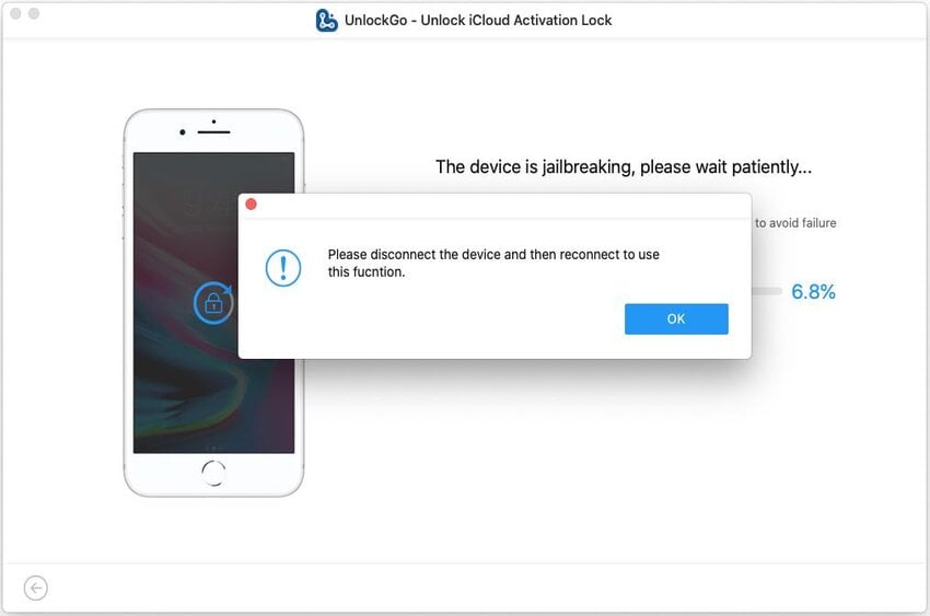 Desconecte el dispositivo antes de la jailbreak