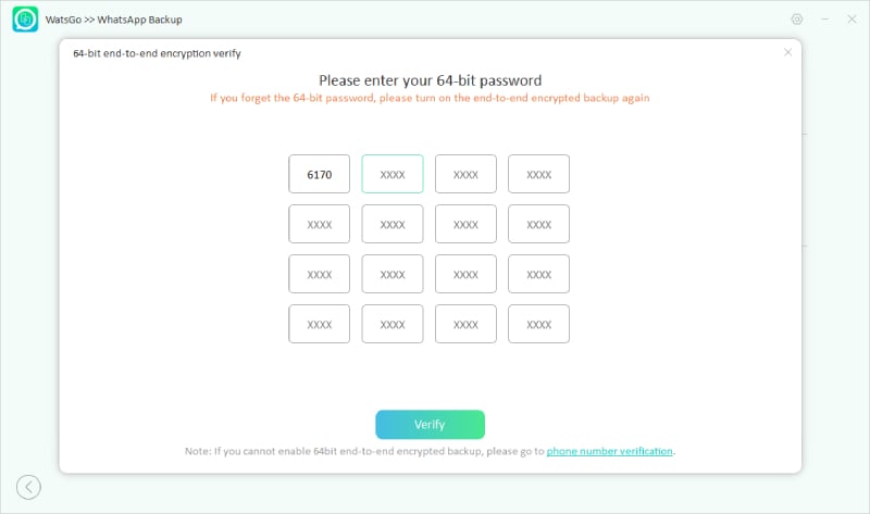Verificar contraseña de 64 bits