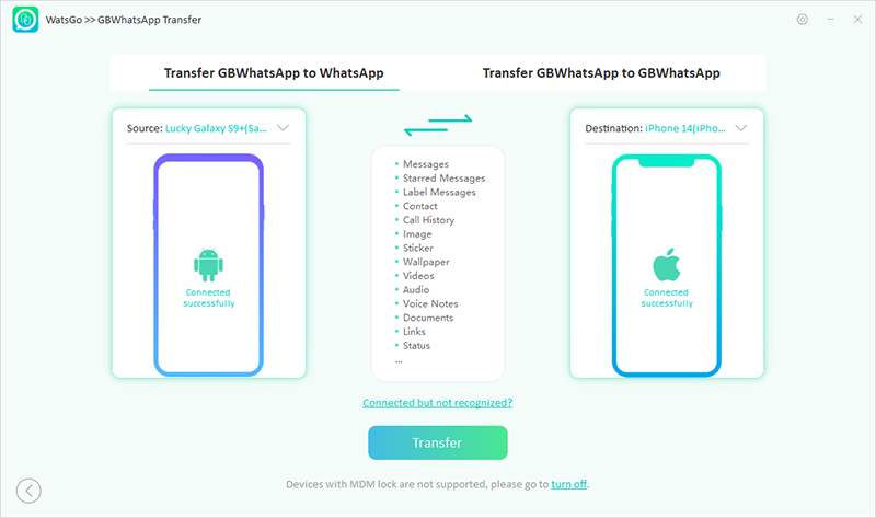 Asignar dispositivos y transferir datos específicos