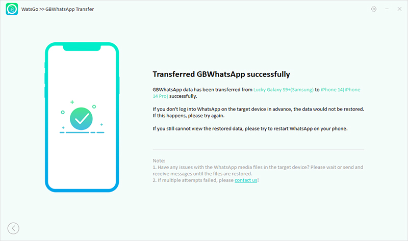transferir gbwhatsapp con éxito