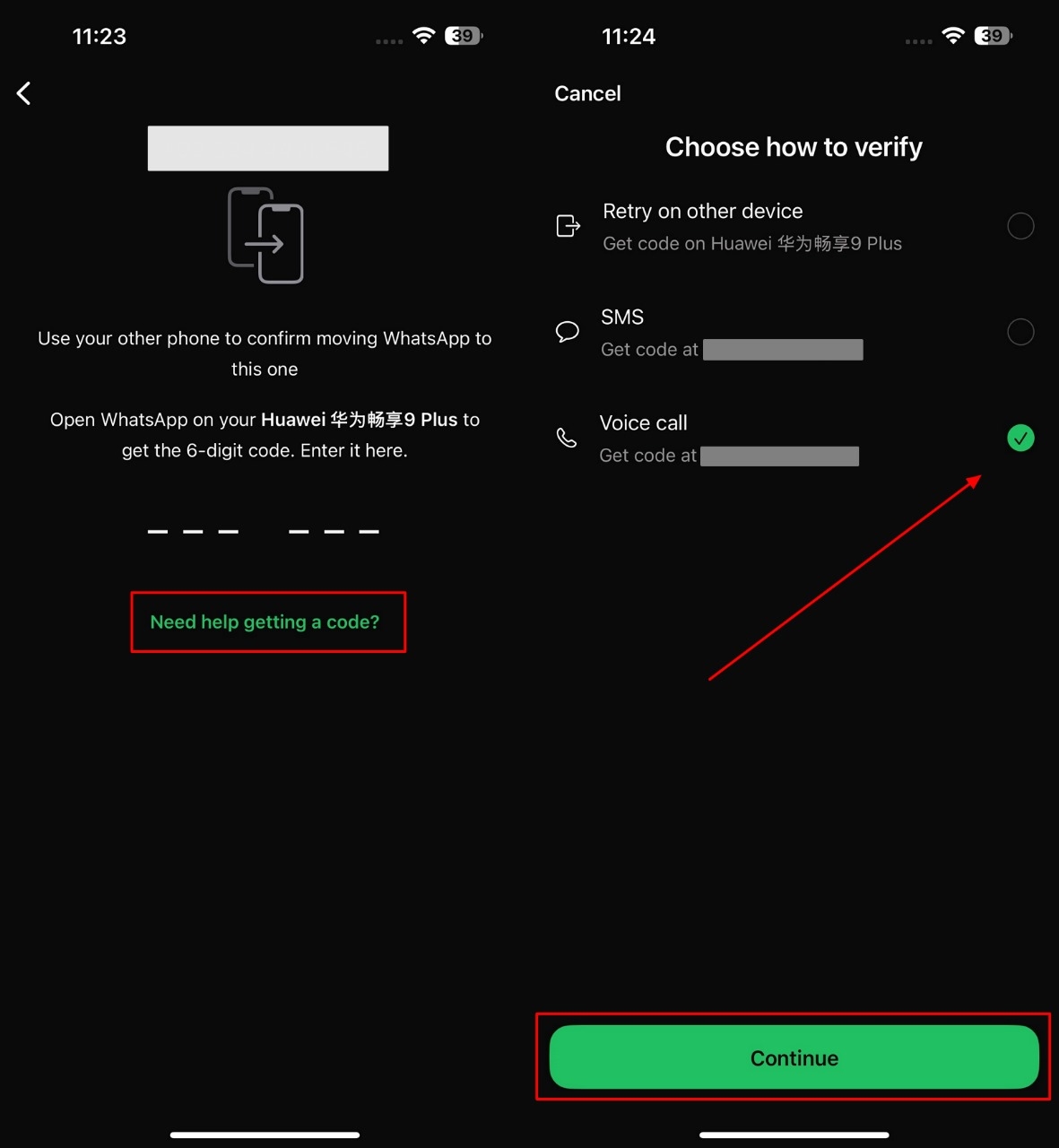 Obtener código a través de la llamada de voz