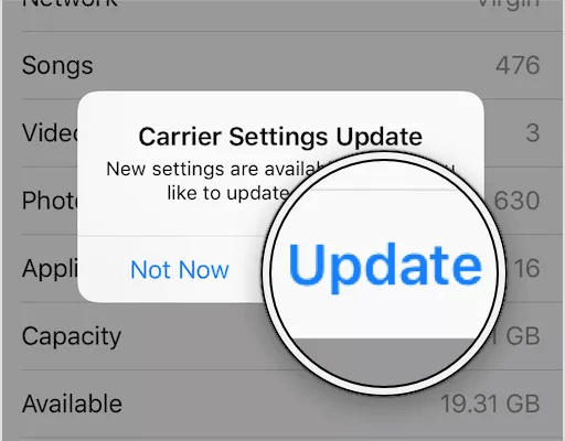 Verifique la actualización del portador celular