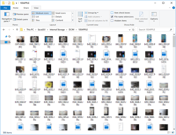 Importar fotos del iPhone a la computadora portátil Lenovo con el explorador de archivos